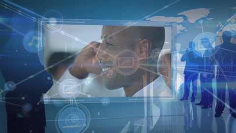 Digital Networking Concept with African American Businessman