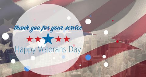 Veterans Day Tribute with American Flag and Thank You Message