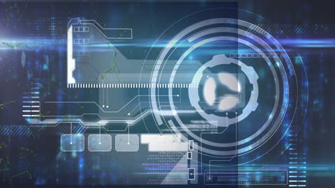 Futuristic Hologram Interface Display with Circular Scan