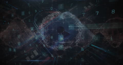 Futuristic Human Brain and Data Processing Animation