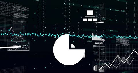Futuristic data interface with charts and graphics