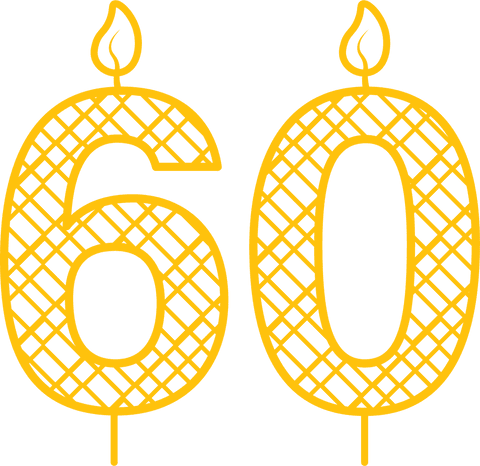 Transparent Sixty Birthday Candle Outline Celebration Design