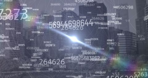 Abstract Cityscape with Digital Network and Data Visualization - Download Free Stock Images Pikwizard.com