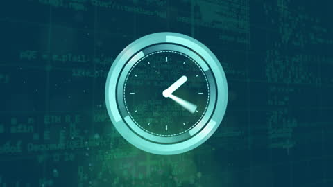 Futuristic Digital Clock with Data Processing Background