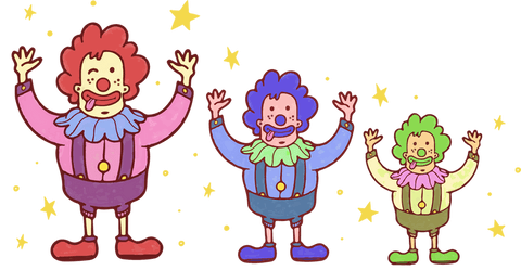 Playful Colorful Clowns with Stars on Transparent Background - Download Free Stock Videos Pikwizard.com