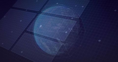 Abstract Wireframe Globe with Futuristic Digital Interface