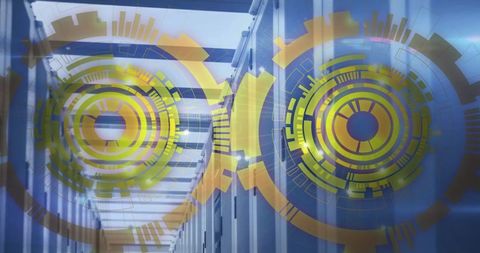futuristic data processing overlays in modern server room - Download Free Stock Images Pikwizard.com