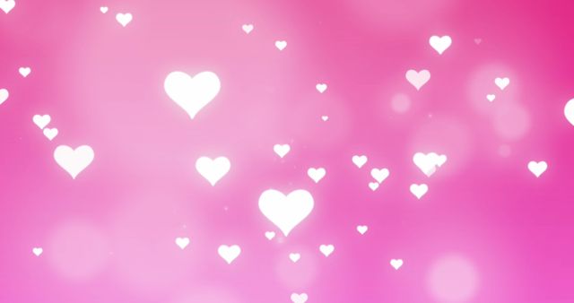 Composition of white hearts floating on pink background. Love, romance and valentine's day concept digitally generated image.