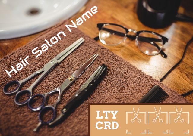 Hair Salon Loyalty Card with Scissors and Razor Display - Download Free Stock Templates Pikwizard.com