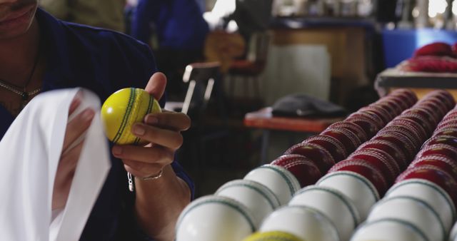 Worker Crafting Cricket Balls in Workshop - Download Free Stock Images Pikwizard.com