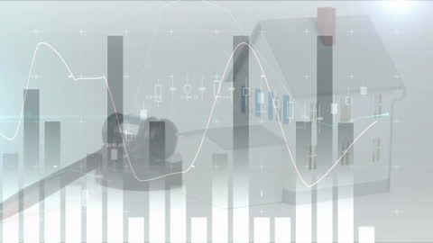 Digital Interface with Graphs Over House Model Symbolizing Real Estate Data