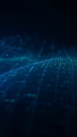 Vertical Tech Wave Animation: Blue Grid Data Stream with Pulsing Light for Presentations