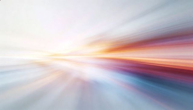 Abstract Light-Speed Tunnel Converging to Bright Horizon, Neon Gradient Streaks, Motion
