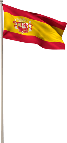 Spanish flag on pole vibrantly waving with transparent background