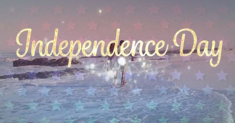 Independence Day Text Over Romantic Beach Scene - Download Free Stock Images Pikwizard.com