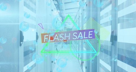 Flash sale in datacenter with neon graphics