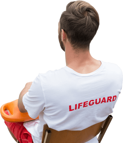 transparent rear view of lifeguard with stay prepared message - Download Free Stock Videos Pikwizard.com