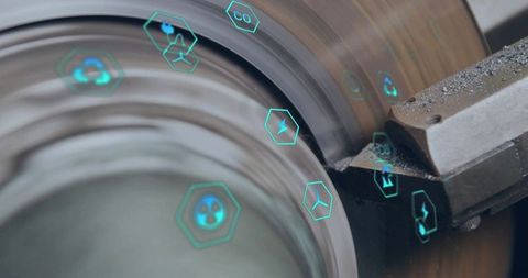 Cutting carbide insert on spinning metal cylinder in precision manufacturing