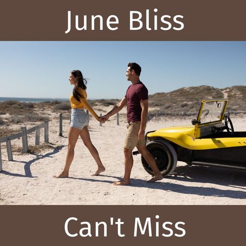 Couple enjoying beach adventure with vintage vehicle