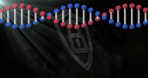 Rotating 3D DNA Strand with Padlock Symbol