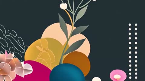 Abstract Floral Shapes and Geometric Patterns on Dark Background