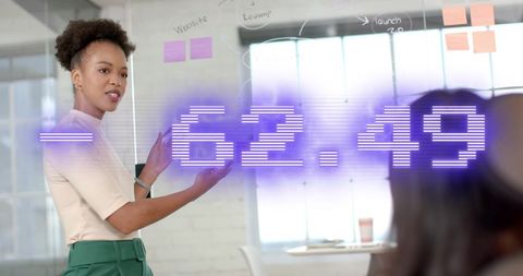 Business Visualization with Financial Data Overlay in Modern Office