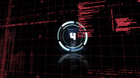 Futuristic Digital Countdown with Data Matrix Background