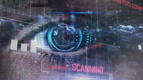 Futuristic Digital Eye Interface: Data Processing and Connections
