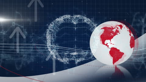 Abstract Digital Global Concept Art with Arrow Overlay