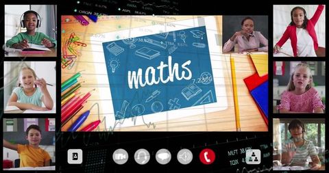children learning in interactive online math class with tablet - Download Free Stock Images Pikwizard.com