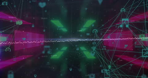 Futuristic Digital Network with Vibrant Neon Lights