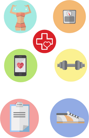 Colorful Health and Fitness Icons on Transparent Background - Download Free Stock Videos Pikwizard.com