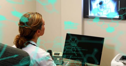 Lab Scientist Analyzing Medical Data on Computer Screen - Download Free Stock Images Pikwizard.com