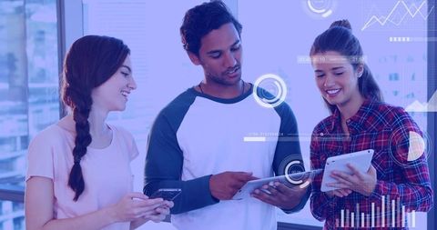 Diverse Group Using Digital Devices for Data Processing