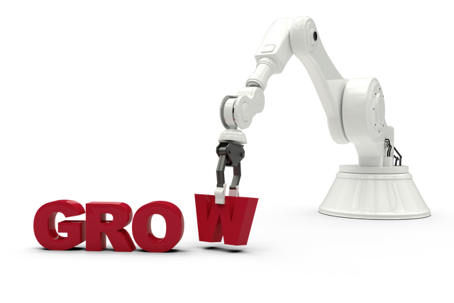 Transparent Illustration of Robot Setting Red Grow Text on Clear Background - Download Free Stock Videos Pikwizard.com