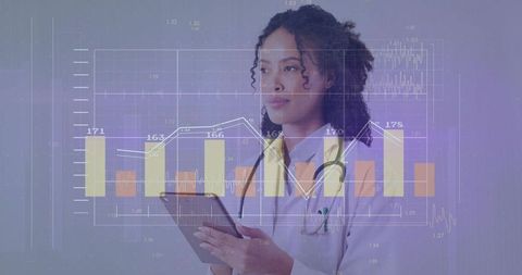 Confident Doctor Analyzing Digital Medical Data on Tablet