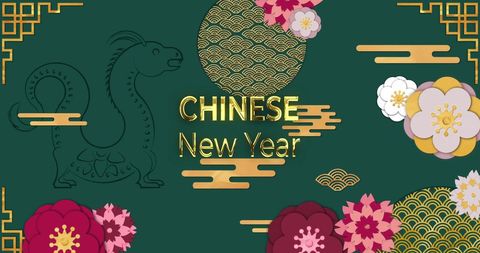 Chinese New Year Dragon Celebration Digital Art Design