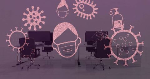 Covid-19 safety measures in empty office environment