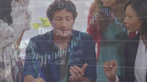 Business Team Analyzing Financial Growth and Data Strategies