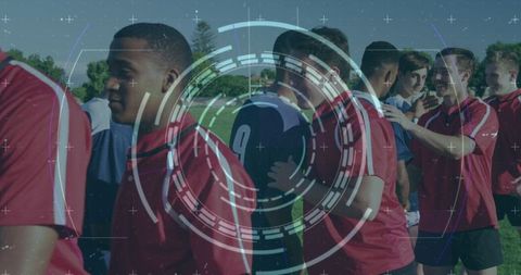 Technology enhances analyzing soccer teams greeting pre-match