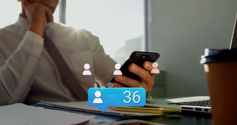 Businessman Engaging with Social Media Notifications on Smartphone - Download Free Stock Images Pikwizard.com