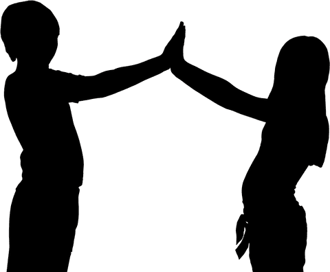 silhouette of children high-fiving on transparent background - Download Free Stock Videos Pikwizard.com