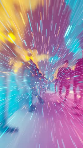 Trooper Unit Emerging Through Neon Haze Advancing Down Corridor in LED Armor Sci-Fi Video