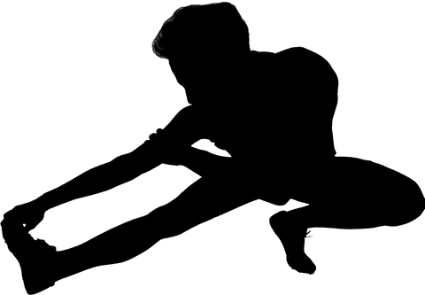 Man Stretching Silhouette on Transparent Background for Fitness