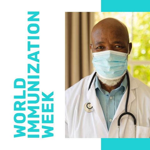African American Doctor Promoting World Immunization Week Awareness - Download Free Stock Templates Pikwizard.com