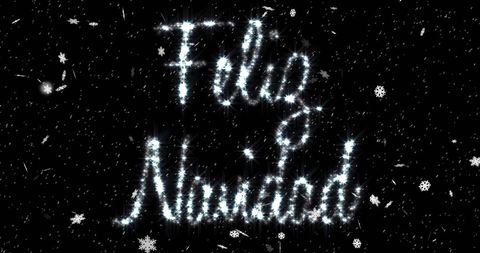 Sparkling Feliz Navidad Text with Falling Snow