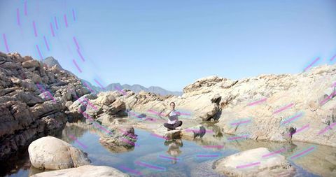 Meditating Woman in Lotus Position Complicated by Purple Energies