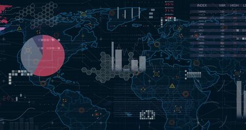 Digital World Map with Financial Data Visualizations - Download Free Stock Images Pikwizard.com
