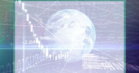 3D Globe Floating on Financial Dashboard with Charts and Code - Download Free Stock Images Pikwizard.com