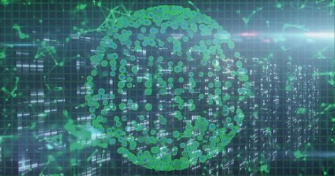 Futuristic Digital Network Sphere at High-Tech Data Center